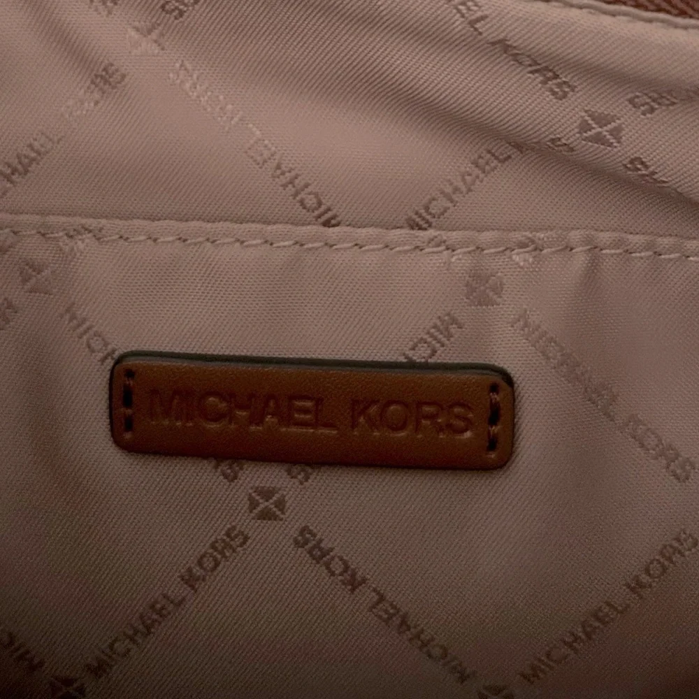 Michael Kors Dover Small Half Moon Signature Leather/Canvas Crossbody